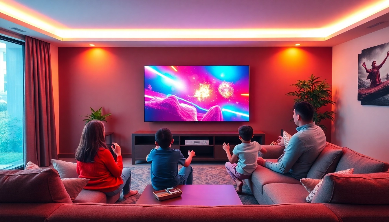 Enjoy a delightful family moment with their abonnement iptv in a cozy living room setting.