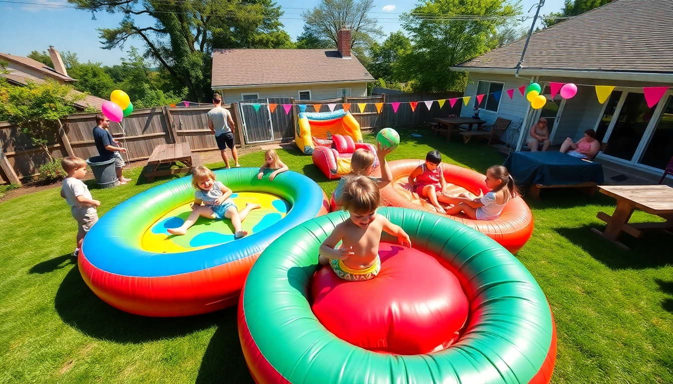 Find the best inflatable rental near me for unforgettable backyard fun with kids enjoying colorful bouncers.