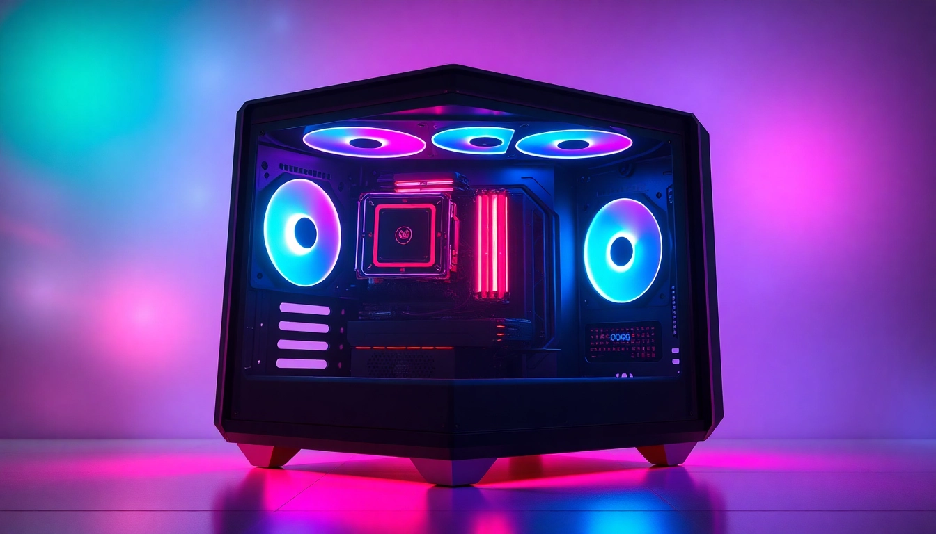 Showcase a modern PC CASE Supplier featuring a sleek design with RGB lighting.