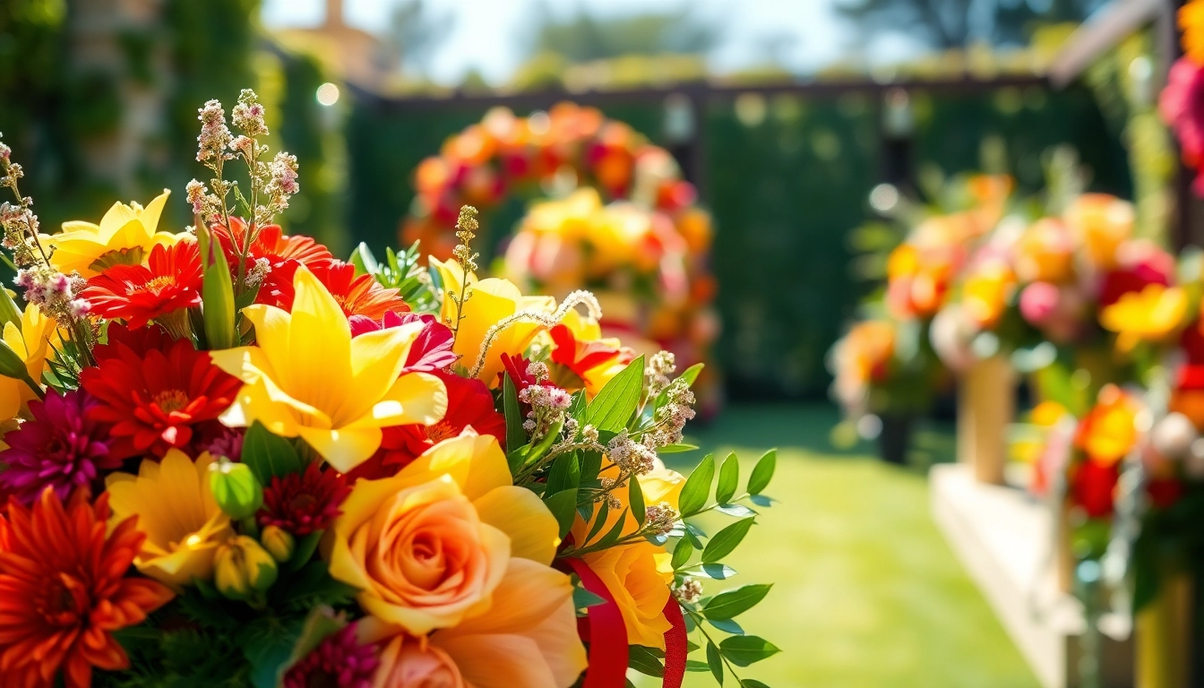 Stunning floral arrangement by an Orange County event florist showcasing vibrant blooms in a lush garden.