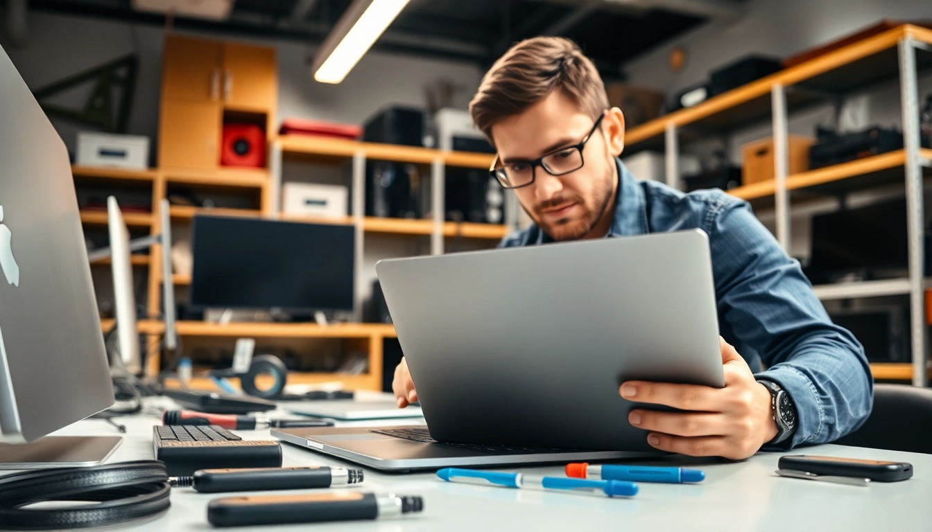 Assistenza professionale per la riparazione di computer a Torino, con un tecnico esperto al lavoro su un laptop.