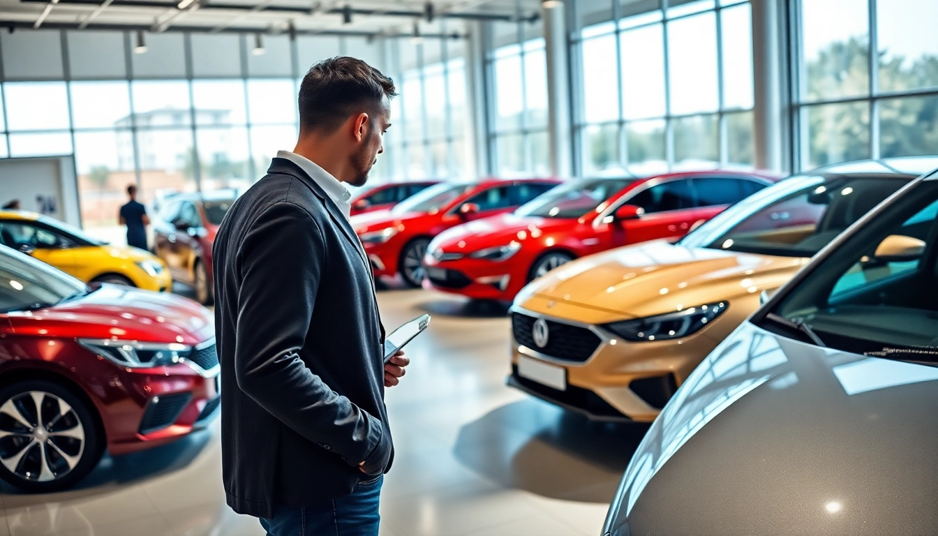 Discover a vibrant automotive dealership engaging in part exchange discussions.