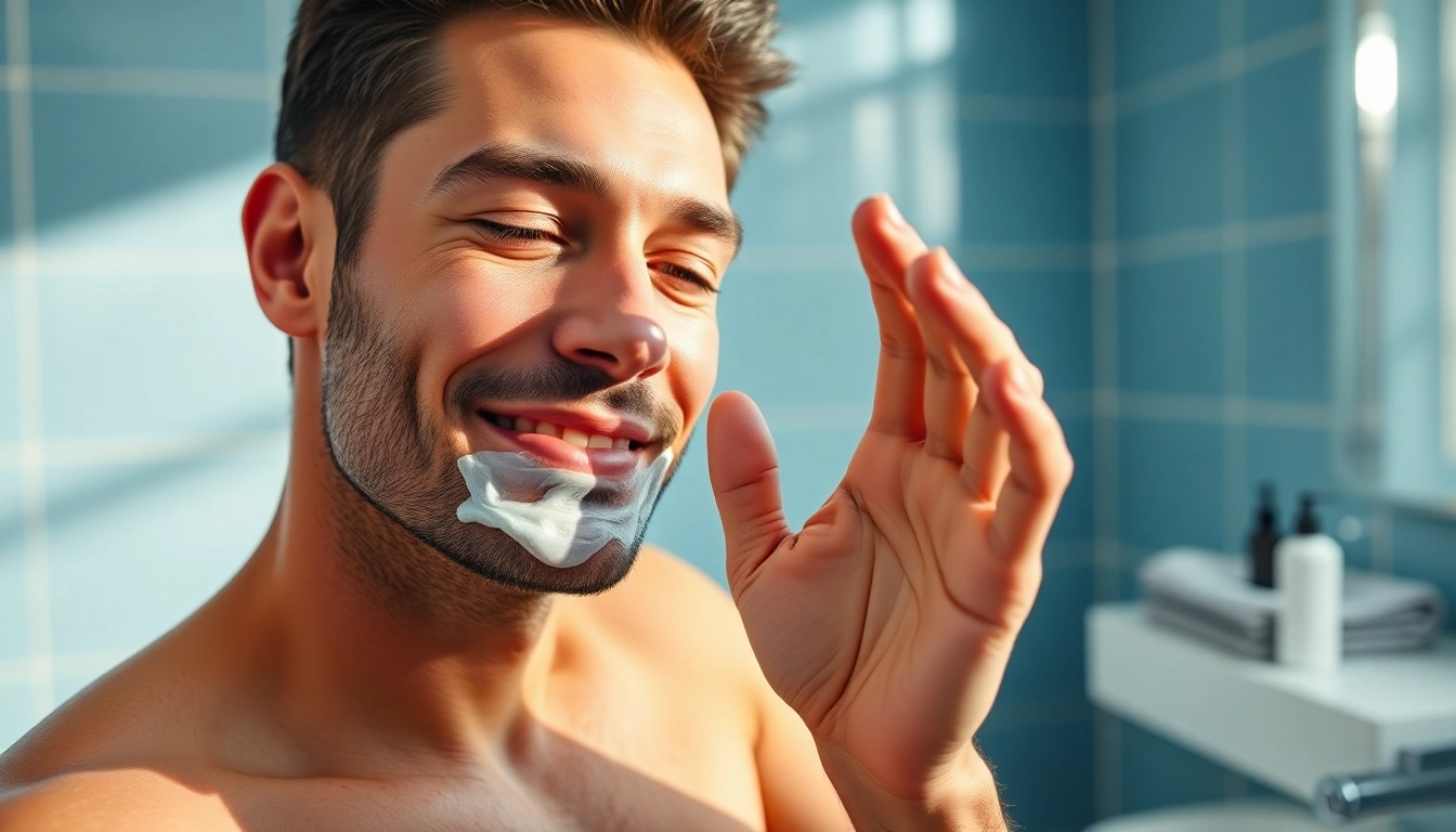 Man applying the best face wash for men in a modern bathroom, promoting skincare routines.