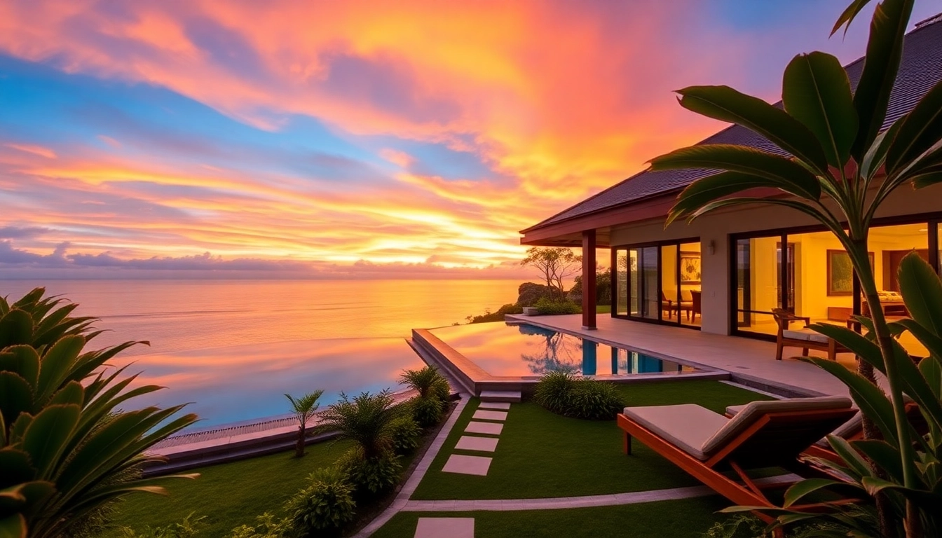 Discover luxury real estate in Phuket with a stunning pool villa surrounded by vibrant nature.