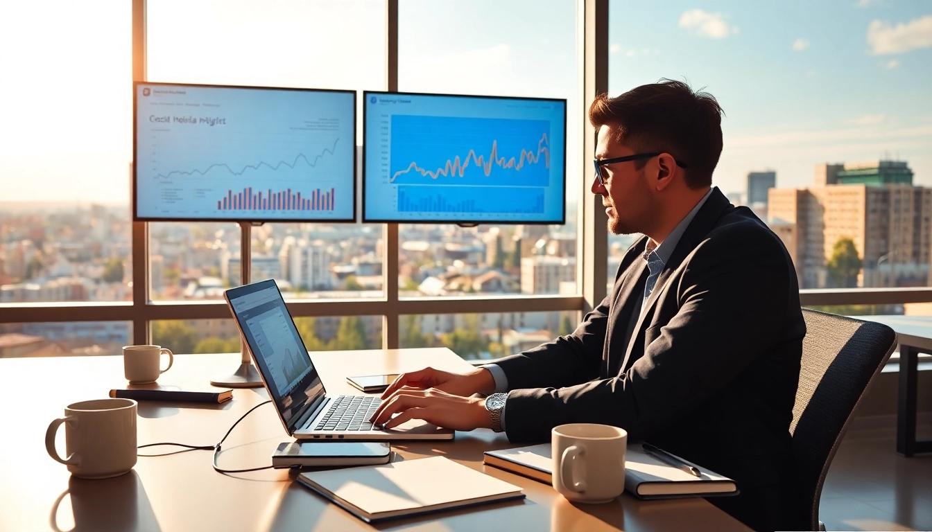 Engaging Edmonton social media marketing strategies through digital analytics in a bright modern office