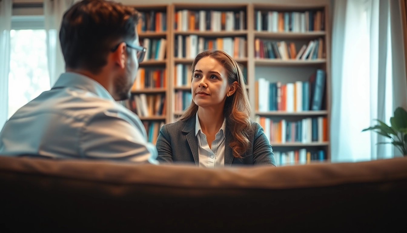 Engaging session between psychologists in dubai and a patient in a comfortable, inviting therapy room.