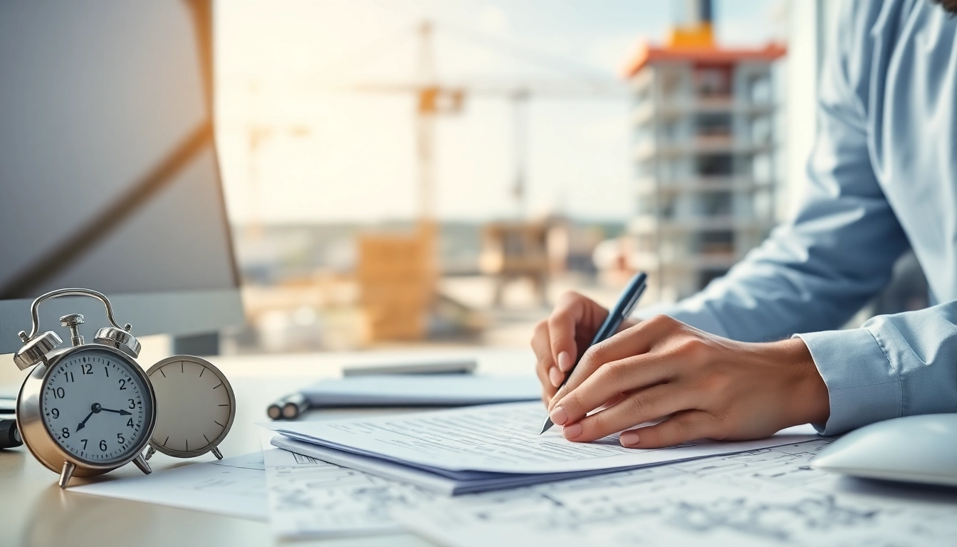 Contractor filling out the das 142 form with focus and clarity in an office.