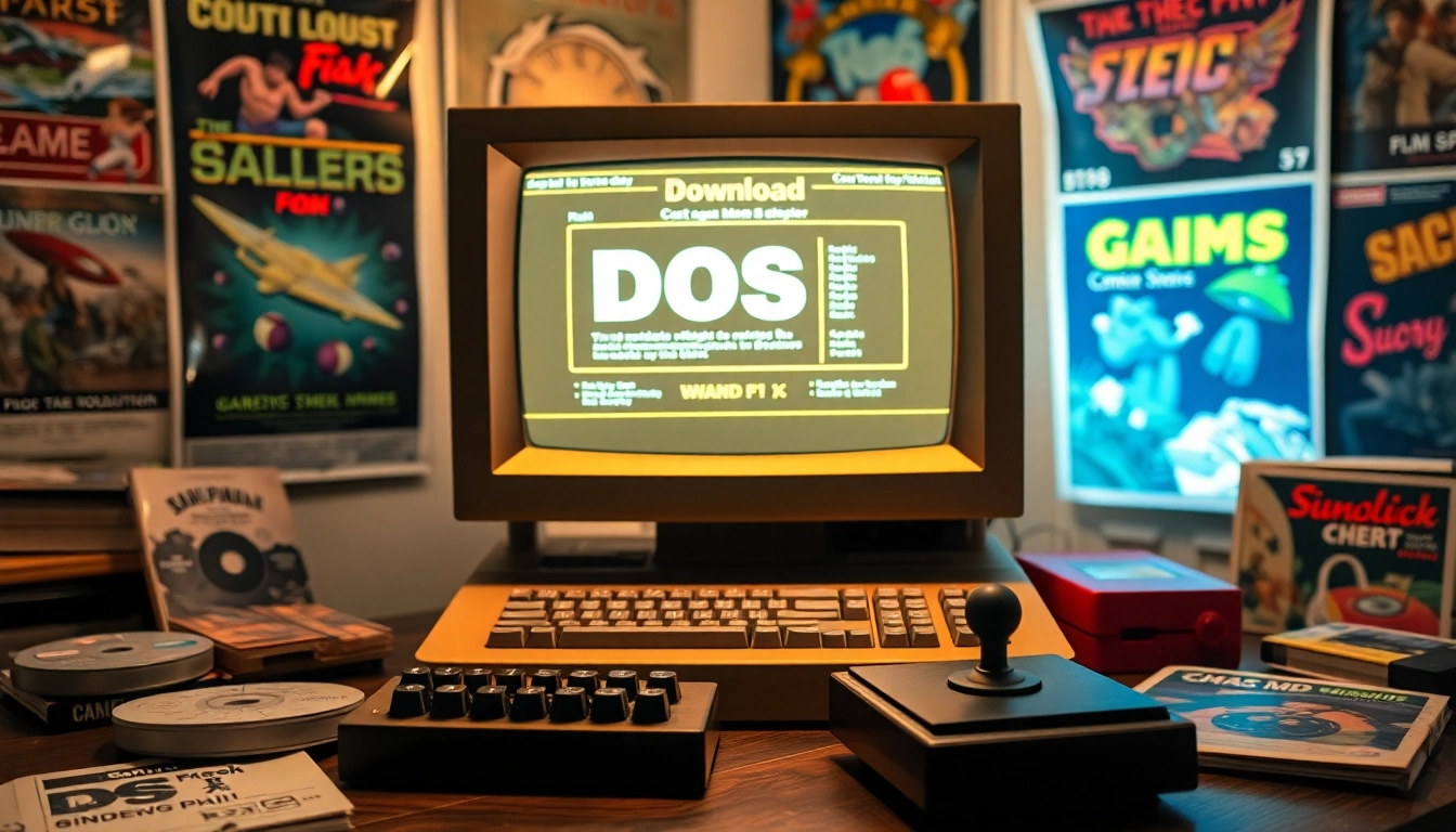 Engage with nostalgic DOS games download through a vintage gaming setup.