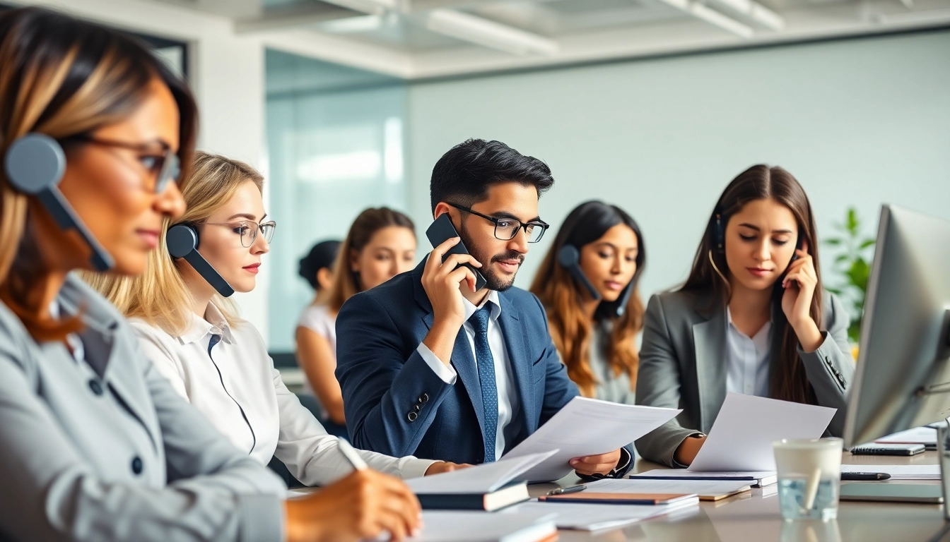 See effective legal intake services professionals assisting clients with inquiries in a modern office.