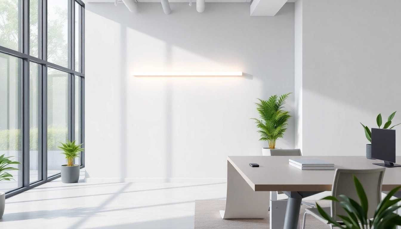 Showcase LED Batten Light Sourcing in an elegant office with natural lighting and modern decor.