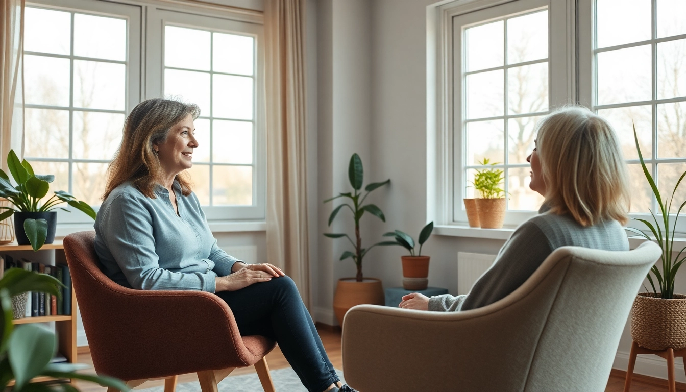 Engaging scene of an attachment theory specialist in a counseling session promoting relaxation and understanding.