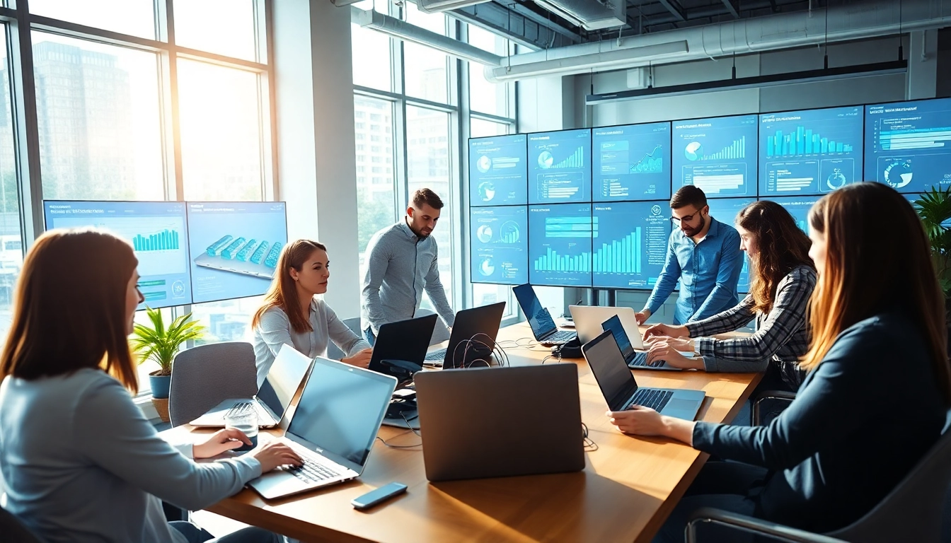 Engage with a professional team discussing cloud infrastructure and DevOps services strategies in a modern office setting.