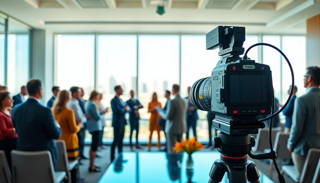 Capture engaging Miami Corporate Event Videography Photography of a lively conference setup featuring professionals.