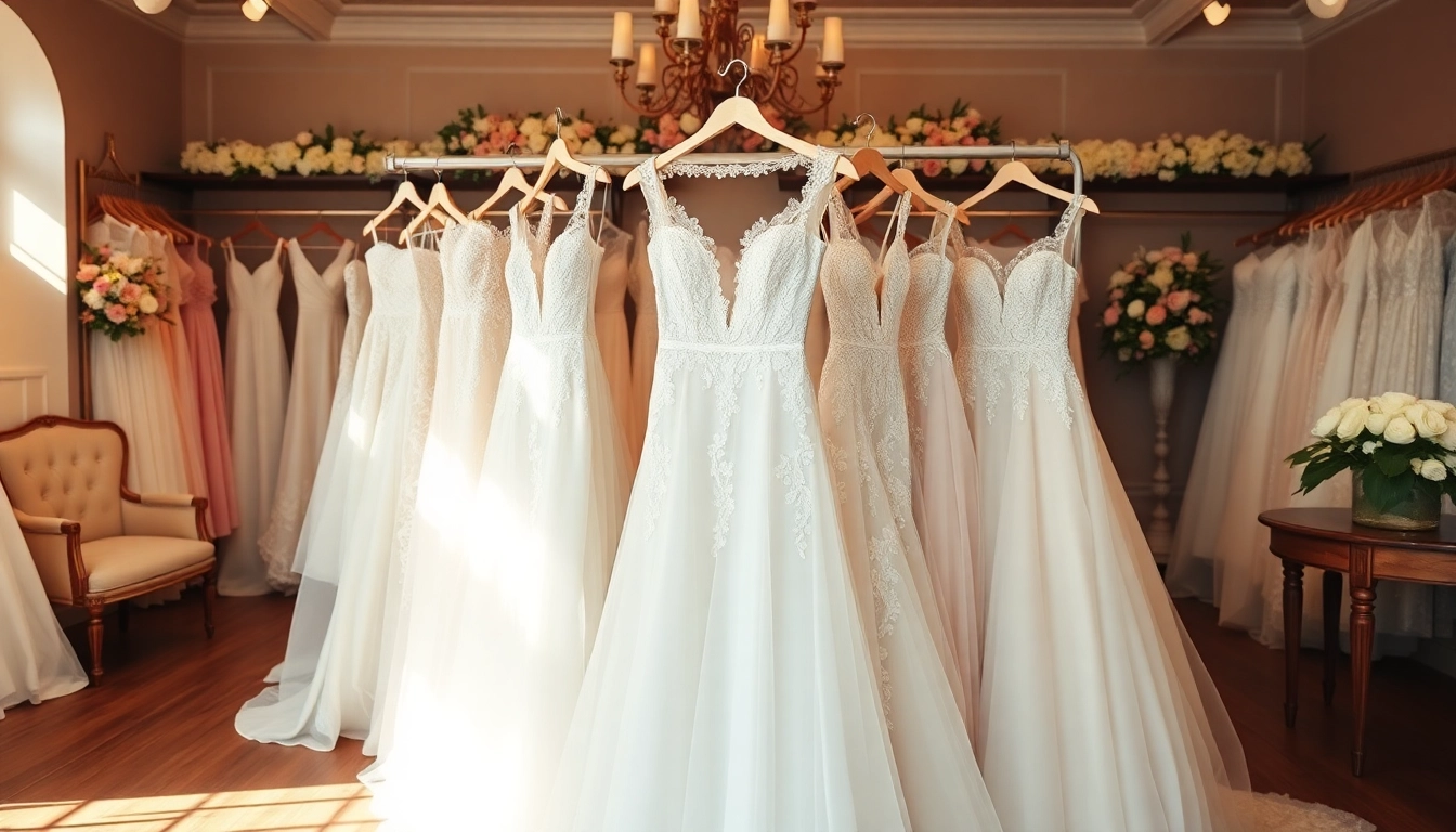 Shop Off the rack wedding dresses Winnipeg in an elegant boutique setting with beautiful gown displays.