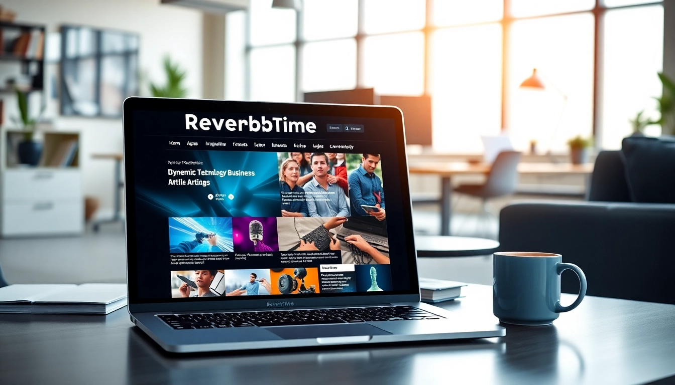 Highlight engaging content from Reverbtime Magazine in a creative workspace environment.
