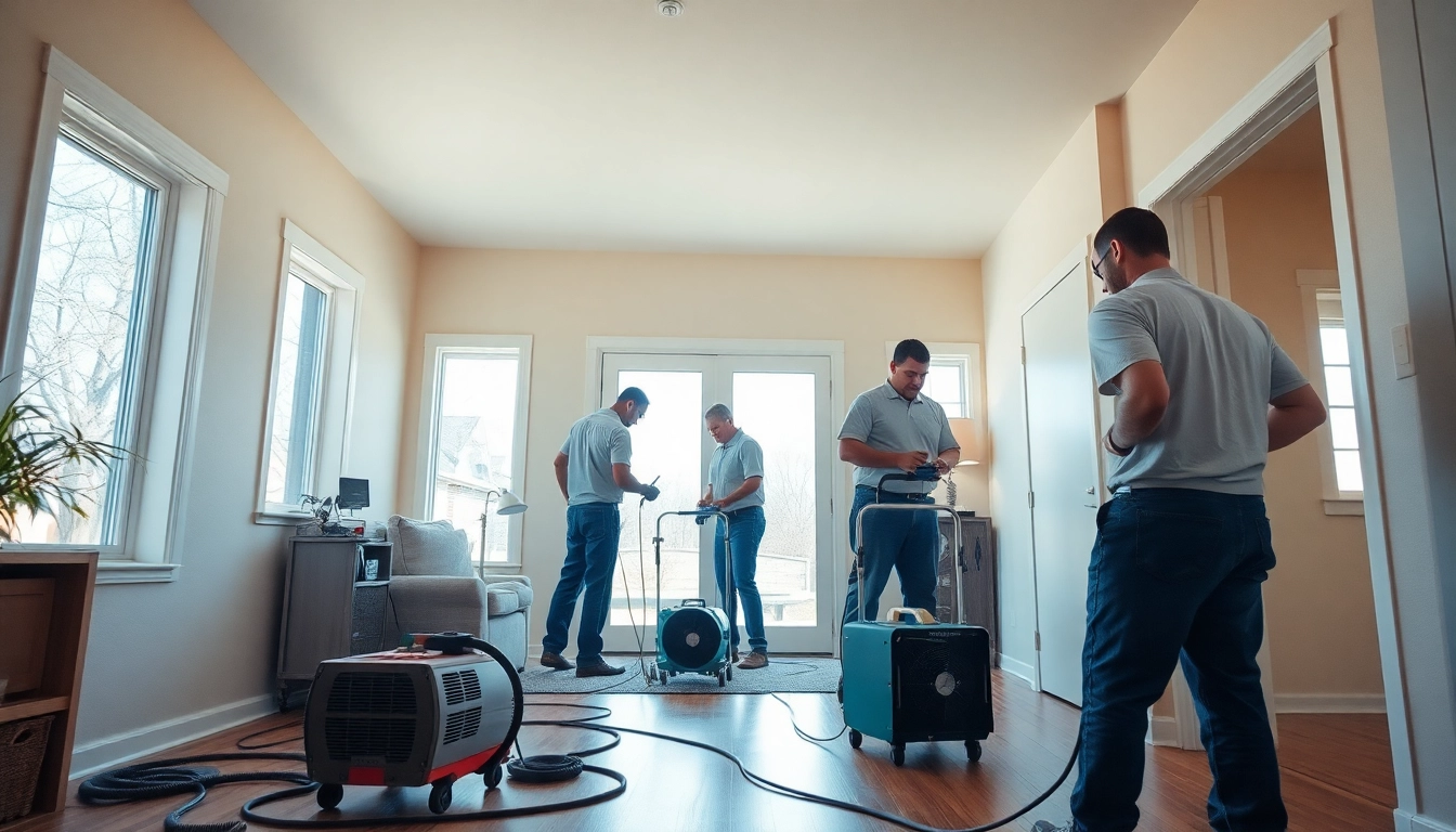 Water restoration experts in Nassau County NY fixing water damage in a home.
