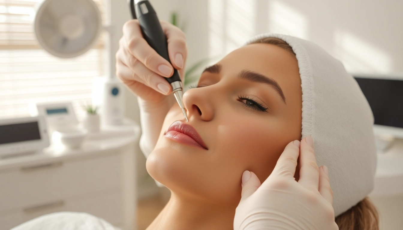Enhancing skin texture with RF microneedling procedure in a professional clinic.