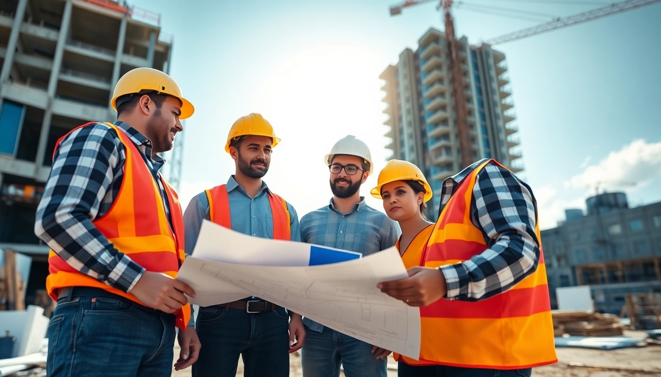 Manhattan Commercial General Contractor team collaborating on a construction project at a job site.