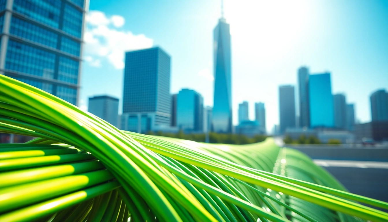 Sonic Fiber showcasing high-speed internet infrastructure in an urban setting with sleek cables.
