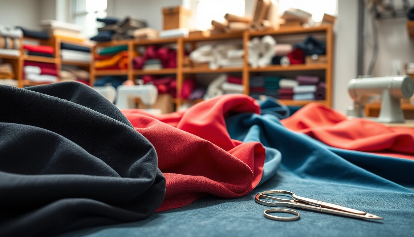 Punta di Roma stoffen gepresenteerd in een zonnige naaiwerkplaats met diverse kleuren.