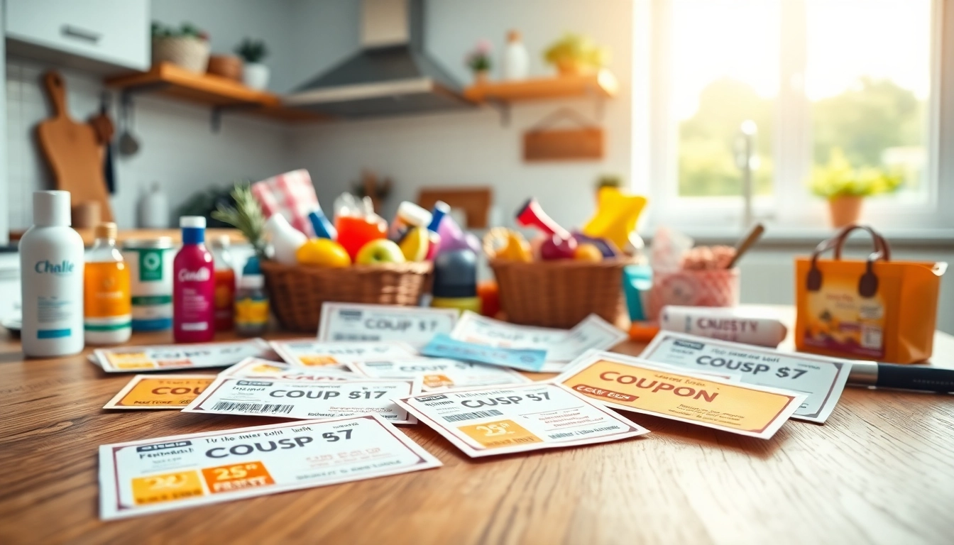 Discover exciting Coupons arranged beautifully on a vibrant table with colorful items.