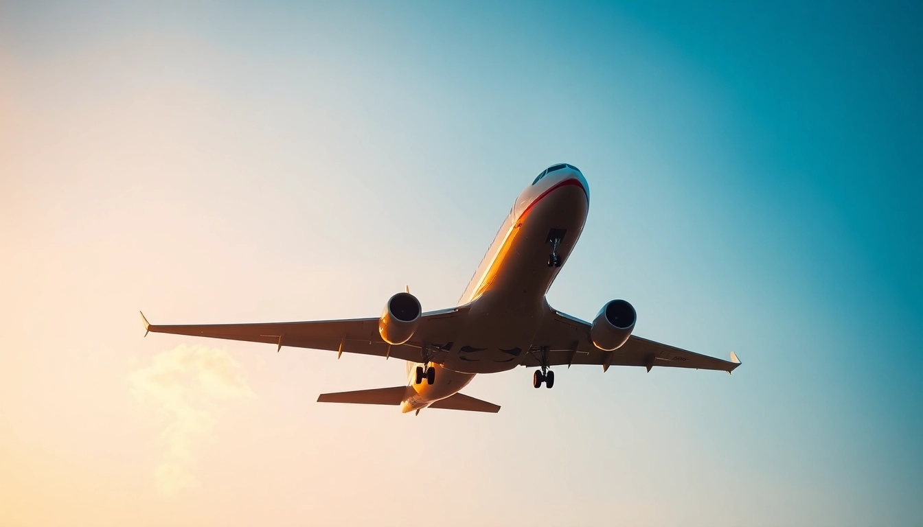 Experience a flight soaring into a vibrant sunrise, symbolizing adventure and travel.