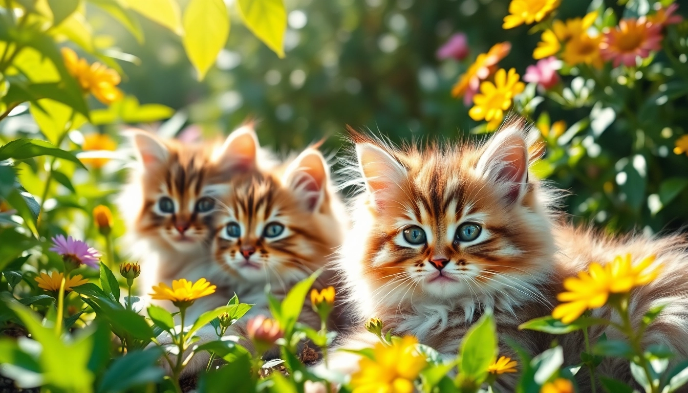 A pair of Maine Coon cats for sale Sacramento, showcasing their fluffy fur in a sunlit garden.