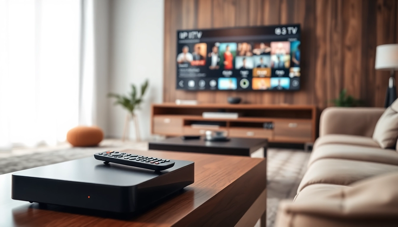Accédez à une expérience IPTV code dans un élégant salon avec une télévision moderne.
