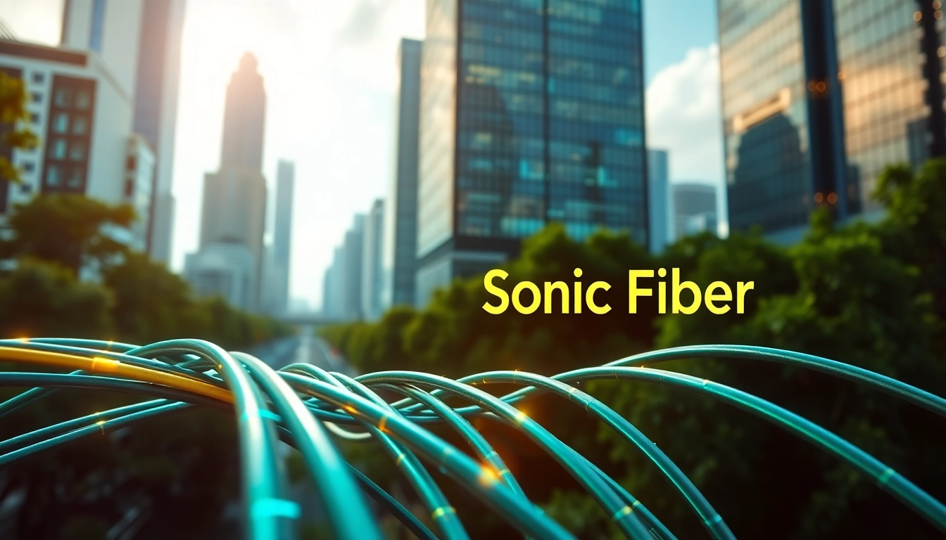 Explore Sonic Fiber Promo featuring vibrant fiber optic connections and a dynamic urban backdrop.
