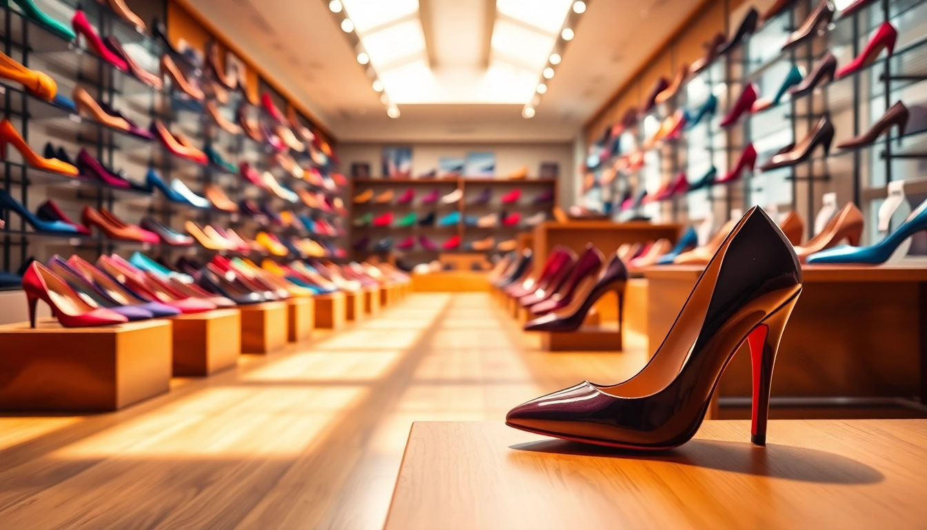 Winkel voor schoenenwinkel Gemert met kleurrijke schoenen en moderne displays.