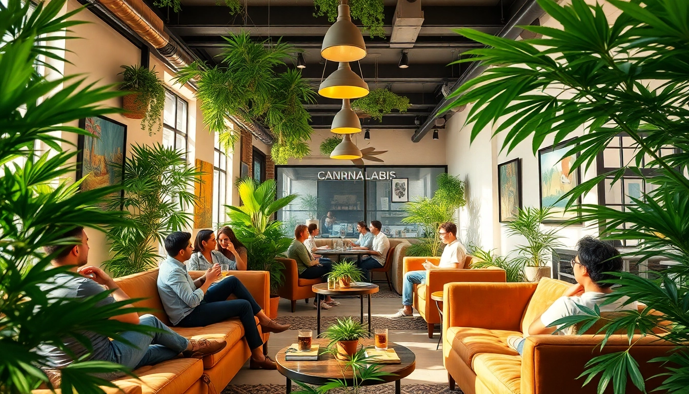 Join a cannabis club atmosphere at https://cannabisbcn.com showcasing a vibrant social setting.