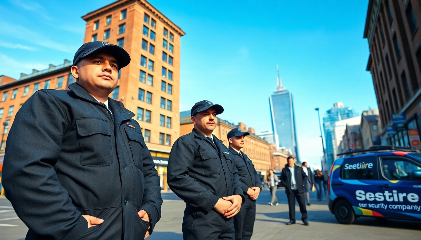 Security Guards Liverpool standing vigilant in an urban environment showcasing professionalism and alertness.