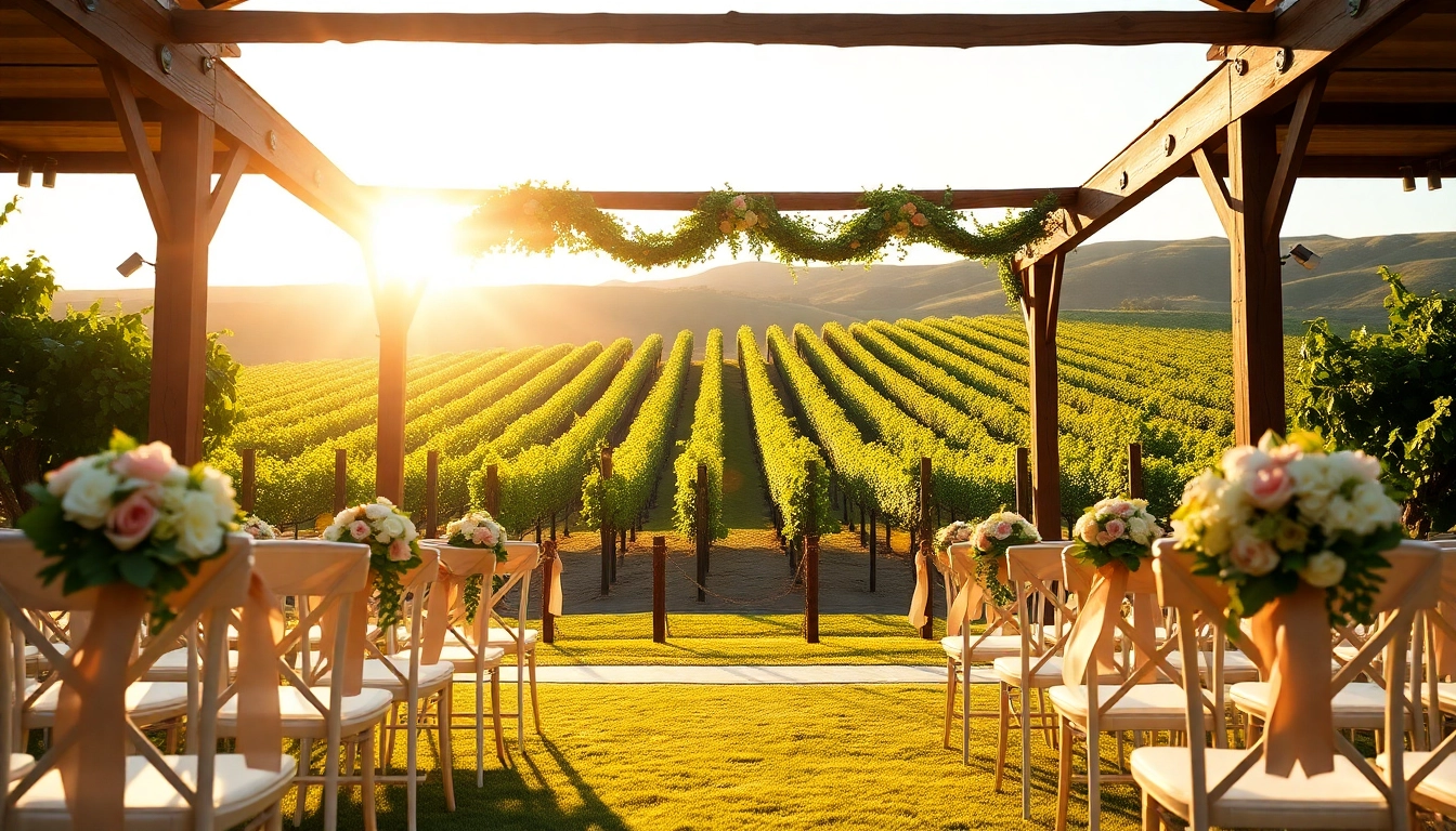 Capture the beauty of Clarksburg Wedding Venues with elegant decorations and vineyard views.