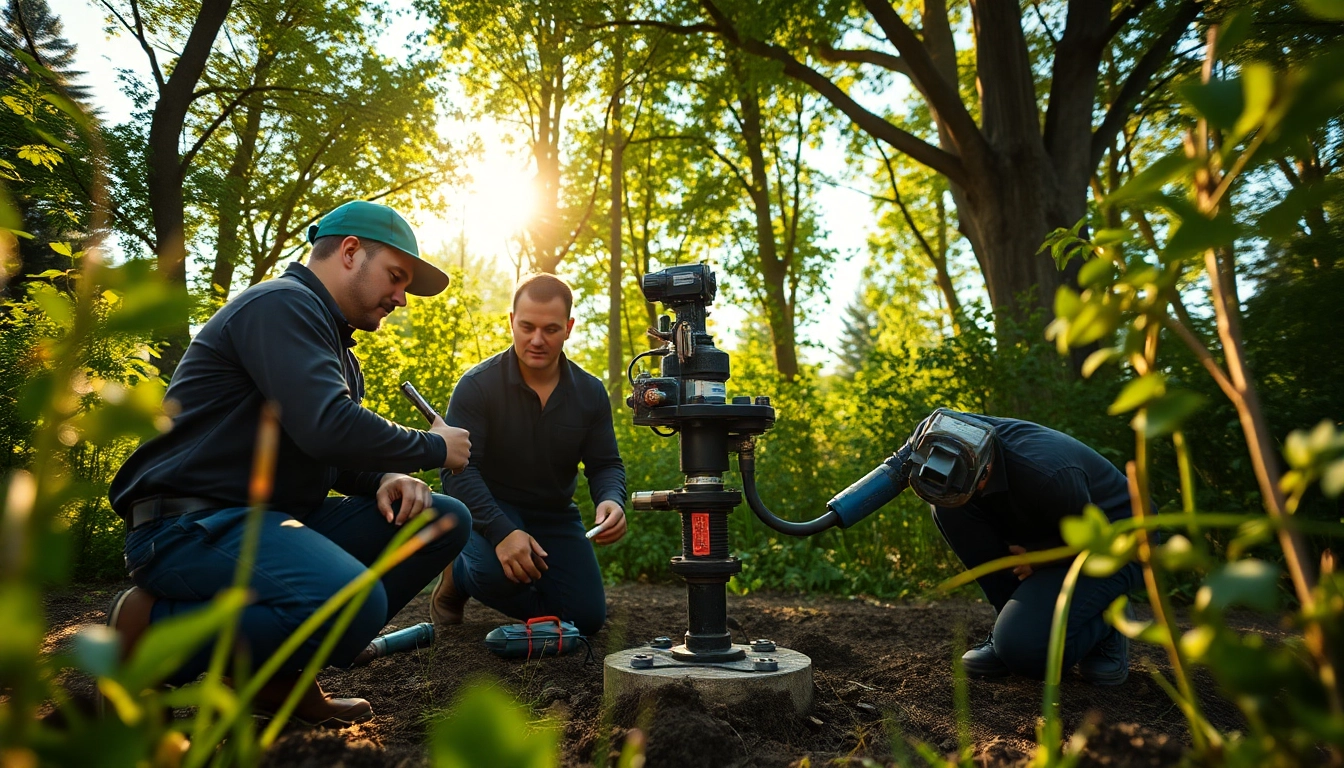Executing well pump replacement lacey wa by skilled technicians in a serene outdoor environment.