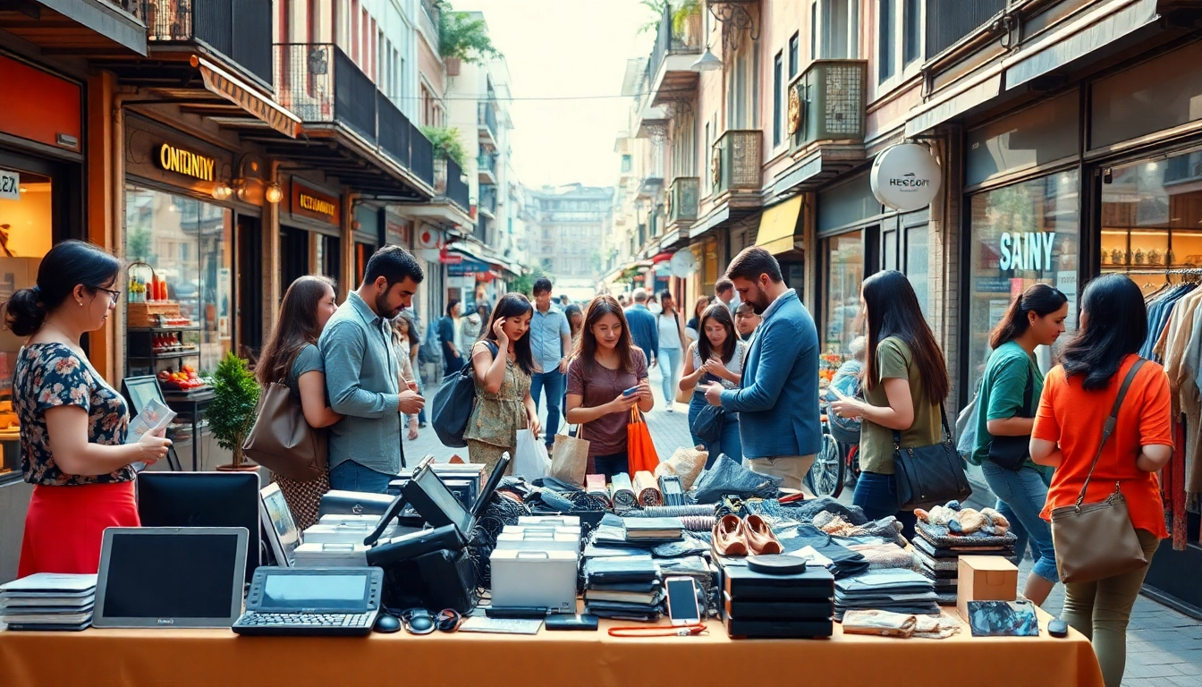 Engaging scene of the Jirle Marketplace for sellers & Buyers featuring diverse sellers and products.